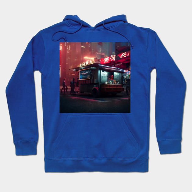 Cyberpunk Tokyo Ramen Food Truck Hoodie by Grassroots Green